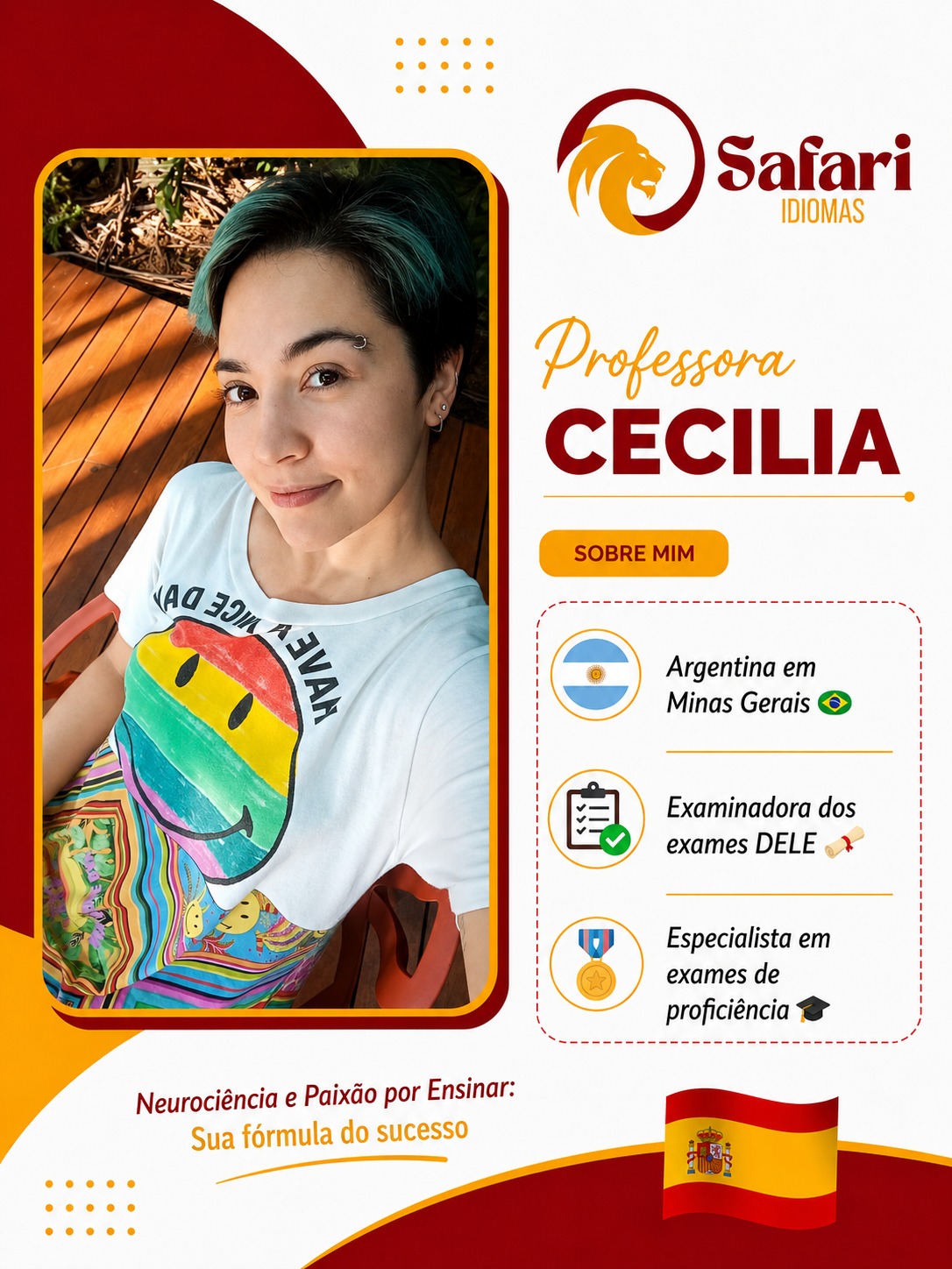 Arte de apresentação do professor de espanhol: Cecilia