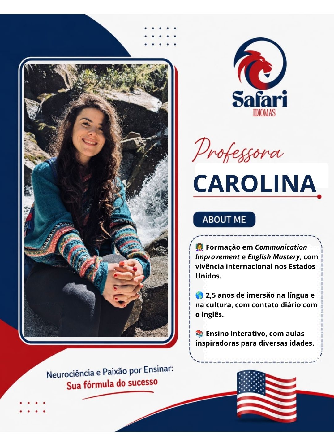 Arte de apresentação do professor de inglês: Carolina