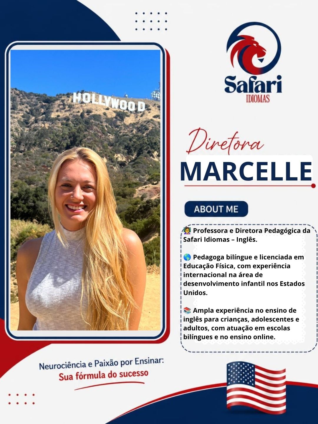 Arte de apresentação do professor de inglês: Marcelle